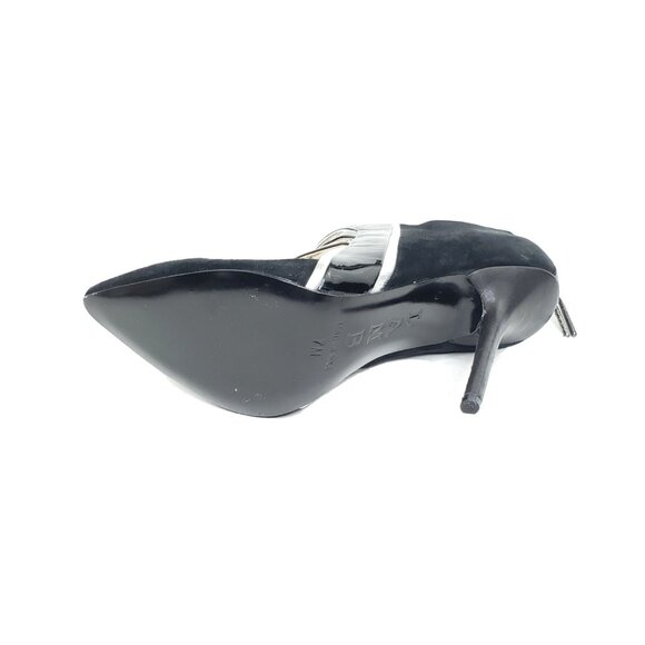 L.A.M.B. Gwen Stefani Black Suede Patent Leather Pointed Toe Heels Womens US 7M - Picture 5 of 9